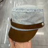 Retro Denim Flat Top Cap for Women — Washed Denim