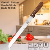 Ravlors 10-Inch Serrated Bread Knife, Rosewood Handle