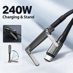 USB-C Cable with Fold-Out Phone Stand — Braided