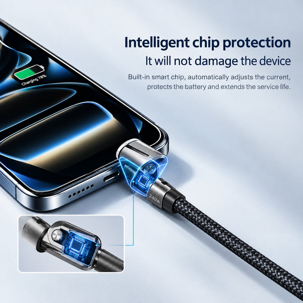 USB-C Cable with Fold-Out Phone Stand — Braided