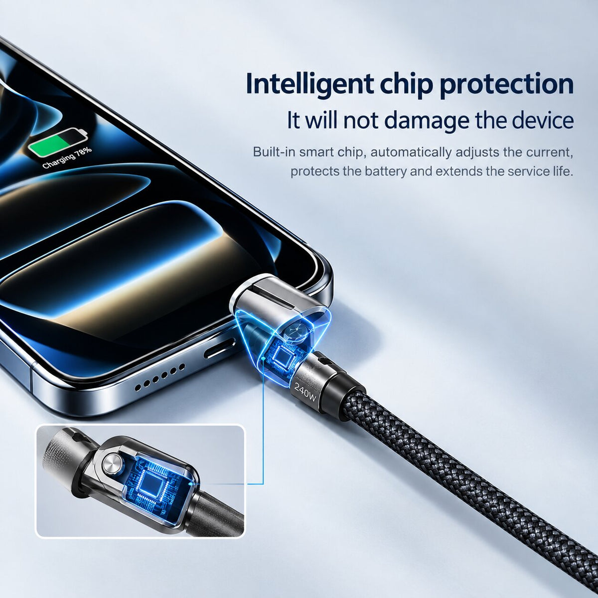USB-C Cable with Fold-Out Phone Stand — Braided