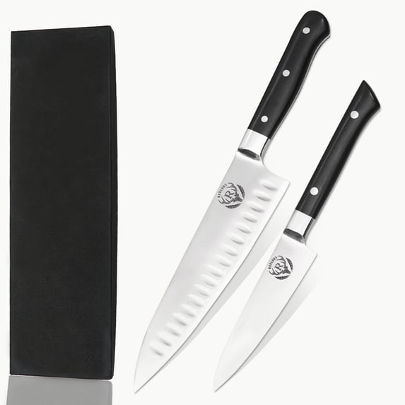 Ravlors Utility Knife Set, J2 Steel, 7.5 & 4.5 Inch, Black Handle