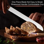 Ravlors 10-Inch Serrated Bread Knife, Rosewood Handle